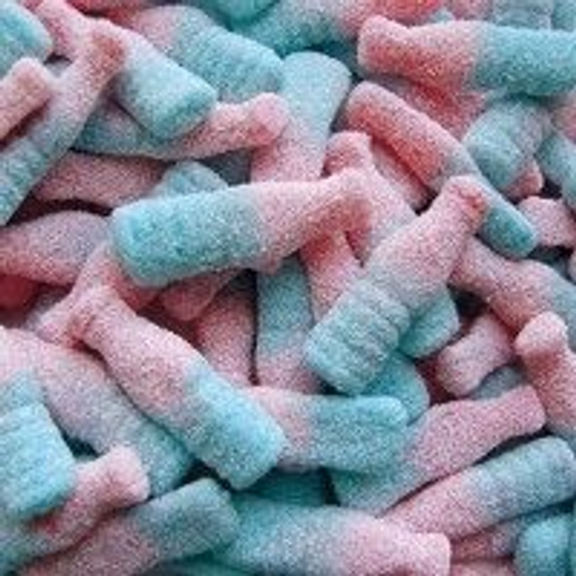 Bouteilles acidulées bubble gum 100g